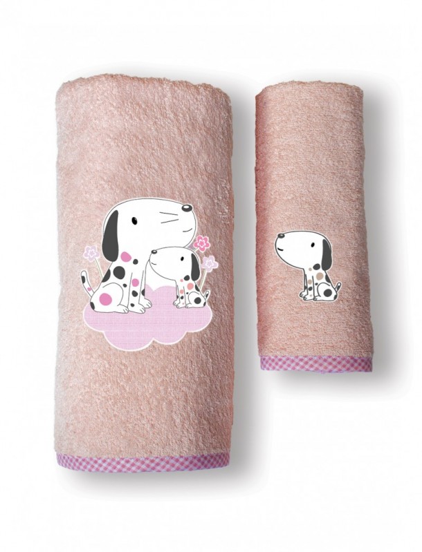 Σετ Πετσέτες Bebe 2τμχ Βαμβακερές Puppy Pink SBaby