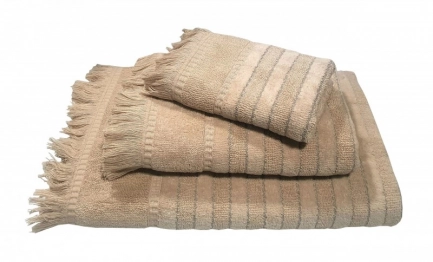 Σετ Πετσέτες 3τμχ Βαμβακερές Ζακάρ Franja Beige 24-798