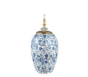 Βάζο Κεραμικό Με Καπάκι Χρυσό-Μπλε 17,5x37εκ. Zen Collection 24.12.50661
