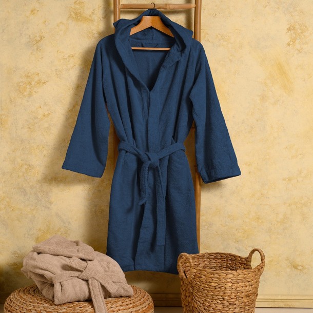 Μπουρνούζι Ενηλίκων Βαμβακερό Small Bloom Navy Blue Melinen 20003828
