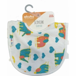 Σαλιάρα Αδιάβροχη Βαμβακερή Mε Velcro Ελεφαντάκι akuku A1300