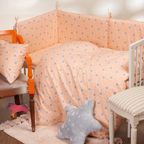 Πάνα Χασέ Βαμβακερή 85x85εκ. Mini Stars Rose Baby Line Melinen 2000044207