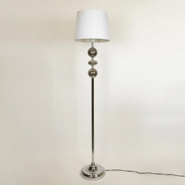 Φωτιστικό Επιδαπέδιο Μεταλλικό Με Υφασμάτινο Καπέλο Ασημί-Λευκό 35x163εκ. ESTHETI 757-11016