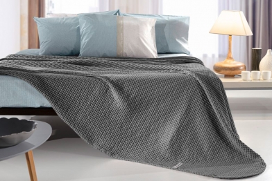 Κουβέρτα Πικέ Βαμβακερή Stonewashed Υπέρδιπλη Eternity Anthracite 230x240εκ. Guy Laroche