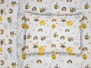 Μαξιλαροθήκη Φάκελος Bebe Βαμβακερή Rotary 35x45εκ. Honey Bee 545 White-Yellow Dimcol