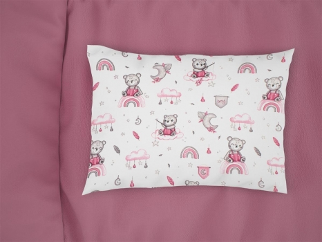 Μαξιλαροθήκη Bebe Βαμβακερή 35x45εκ. Cloudy Bear 582 White-Pink DimCol