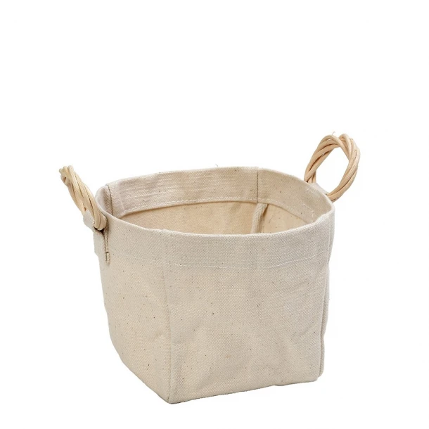 Ψωμιέρα Με Λαβή Cotton-Rattan Μπεζ ESPIEL 15x15x15εκ. AMN128