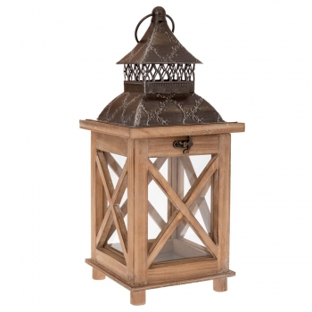 Φανάρι Ξύλινο-Μεταλλικό Καφέ 16x16x36,5εκ. iliadis 89548