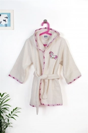 Μπουρνούζι Παιδικό Με Κουκούλα Βαμβακερό Unicorn 189 Ecru-Pink Size 04 DimCol
