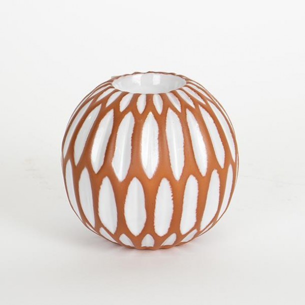 Κηροπήγιο Ρεσώ Κεραμικό Terracotta-Λευκό 10,9x9,9εκ. ESTHETI 752-25015