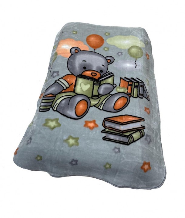 Κουβέρτα Κούνιας Βελουτέ Polyester 110x140εκ. Studying Bear 38 Light Grey DimCol