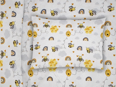 Μαξιλαροθήκη Φάκελος Bebe Βαμβακερή Rotary 35x45εκ. Honey Bee 545 White-Yellow Dimcol
