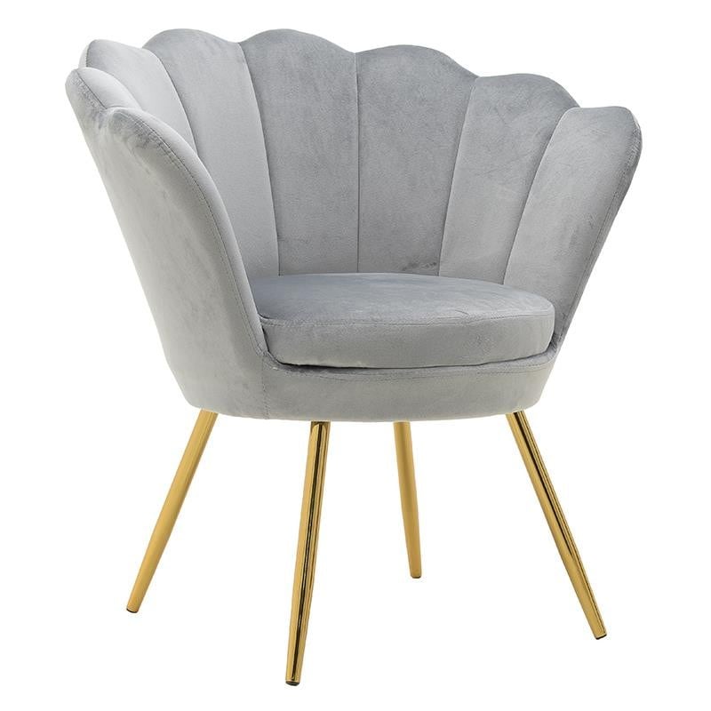 Πολυθρόνα Βελούδινη inart 76x60x80/45εκ. 3-50-372-0011 (Ύφασμα: Βελούδο, Χρώμα: Γκρι) – inart – 3-50-372-0011