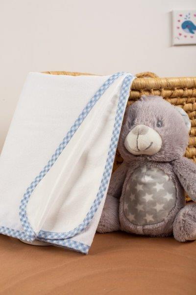 Σελτεδάκι Bebe Αδιάβροχο Βαμβακερό 60×100εκ. 32 Λευκό-Σιελ DimCol (Ύφασμα: Βαμβάκι 100%, Χρώμα: Λευκό) – DimCol – 1211214900003220