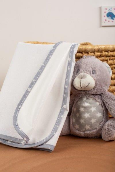 Σελτεδάκι Bebe Αδιάβροχο Βαμβακερό 60×100εκ. 124 Λευκό-Γκρι DimCol (Ύφασμα: Βαμβάκι 100%, Χρώμα: Λευκό) – DimCol – 1211214900012418