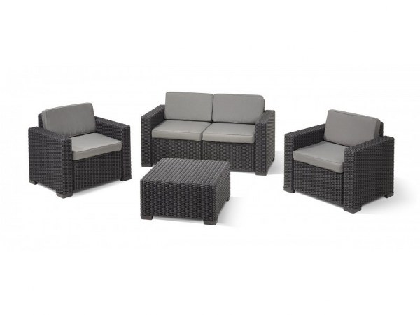 Σετ Κήπου 4τμχ Wicker California Lounge Set Graphite – Allibert – california-lounge-set-graphite