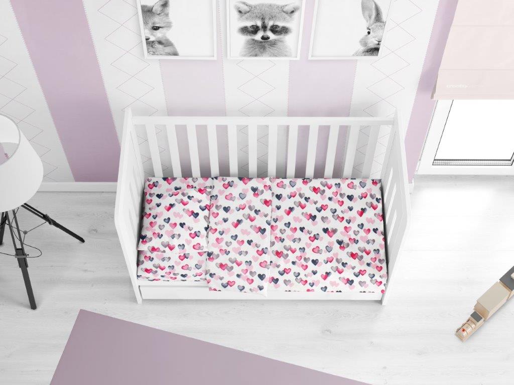 Πάπλωμα Βαμβακερό Κούνιας 120×160εκ. Hearts 12 Grey-Pink DIMcol (Ύφασμα: Βαμβάκι 100%, Χρώμα: Ροζ) – DimCol – 1915917607801289