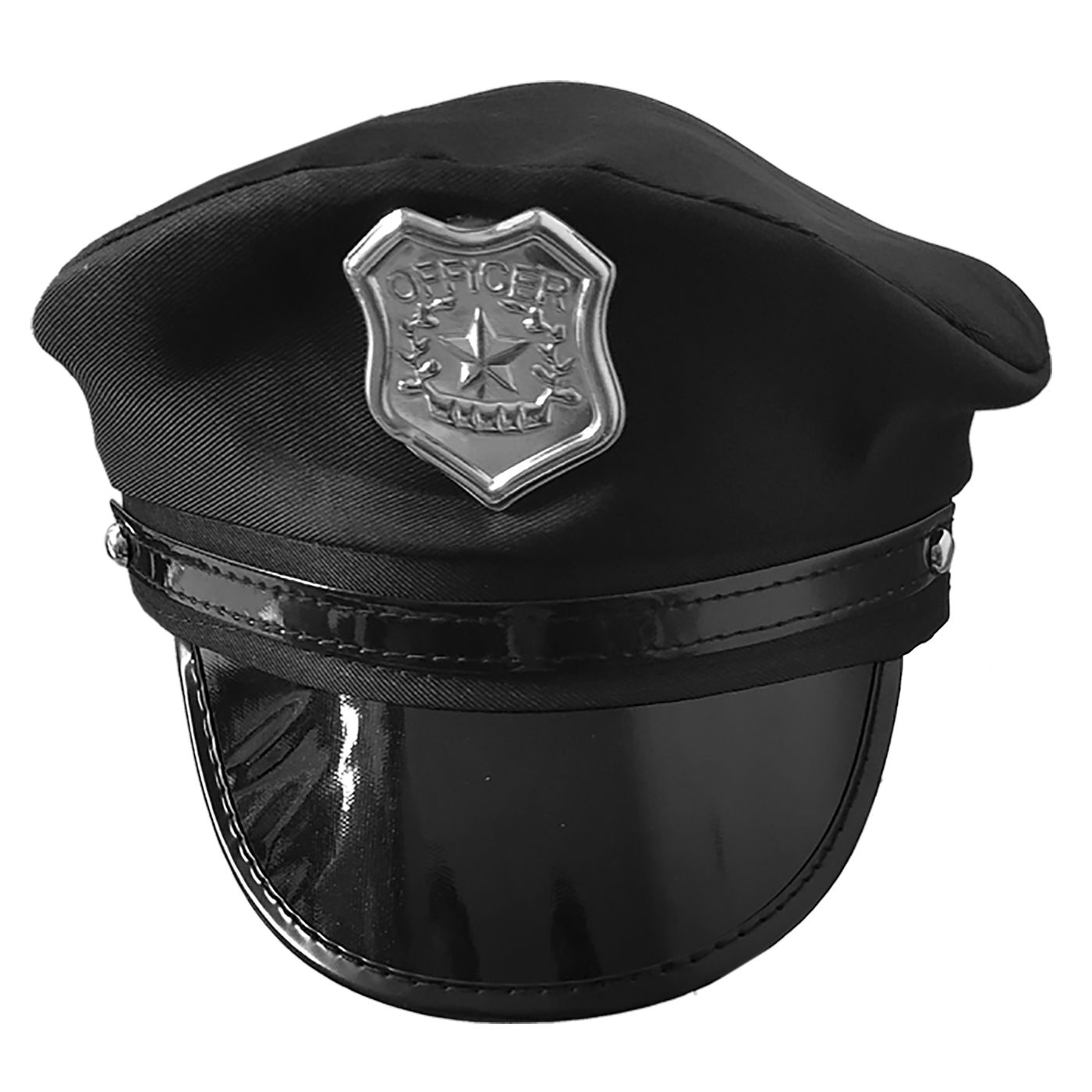 Καπέλο Αστυνομικού Μαύρο Με Δερματίνη One Size 3-1028 - CARNAVALista - 3-1028 144556