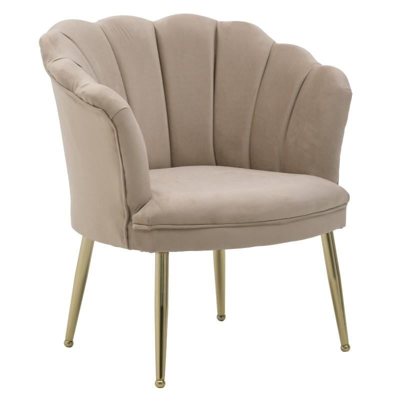 Πολυθρόνα Βελούδινη inart 78x61x81εκ. 3-50-777-0004 (Ύφασμα: Βελούδο, Χρώμα: Μπεζ) – inart – 3-50-777-0004
