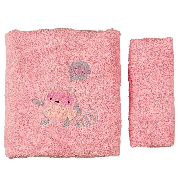 Σετ Πετσέτες 2τμχ Βαμβακερές Raccoon Pink (Ύφασμα: Βαμβάκι 100%, Χρώμα: Ροζ) – Ο Κόσμος του Μωρού – 5205626502210