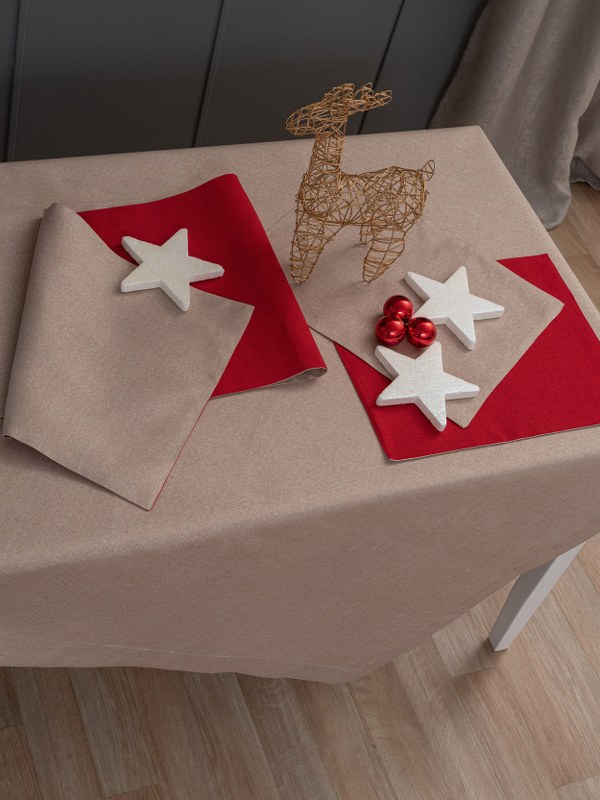 Χριστουγεννιάτικο Τραπεζομάντηλο Polyester 140×180εκ. CD01 Beige Palamaki (Ύφασμα: Polyester, Χρώμα: Μπεζ) – Palamaiki – 5205857241988