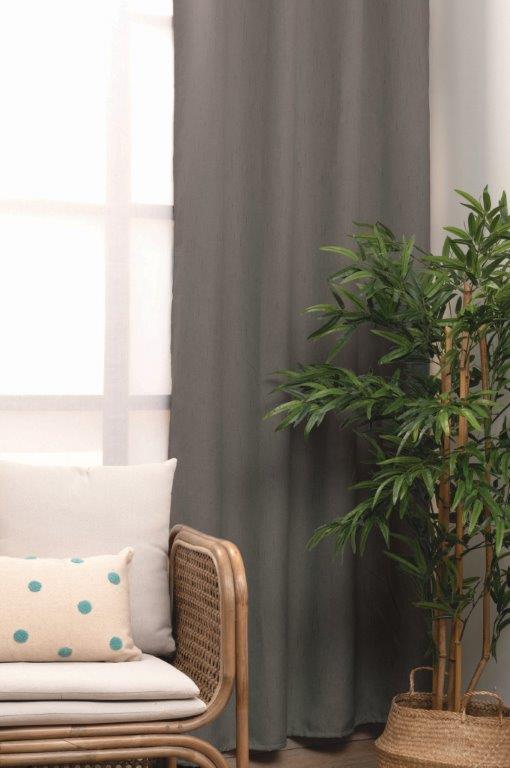 Κουρτίνα Με Τρουκς Polyester 140×260εκ. Loria Grey Palamaiki (Ύφασμα: Polyester, Χρώμα: Γκρι) – Palamaiki – 5205857245603