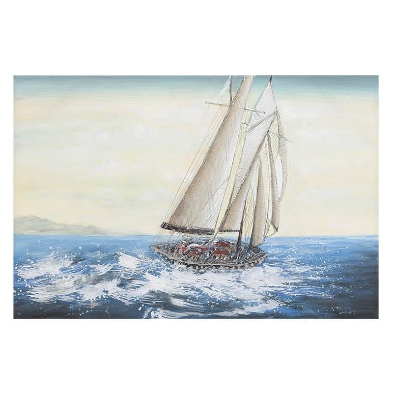 Πίνακας Καμβάς Καράβι inart 120x4x80εκ. 3-90-859-0072 (Ύφασμα: Καμβάς, Χρώμα: Μπλε) – inart – 3-90-859-0072
