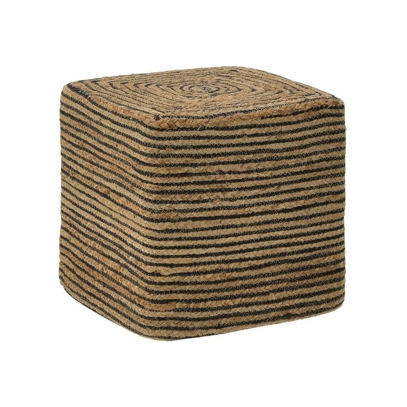 Πουφ Jute Μπεζ-Μαύρο inart 40x40x40εκ. 3-50-321-0010 (Χρώμα: Μαύρο) – inart – 3-50-321-0010