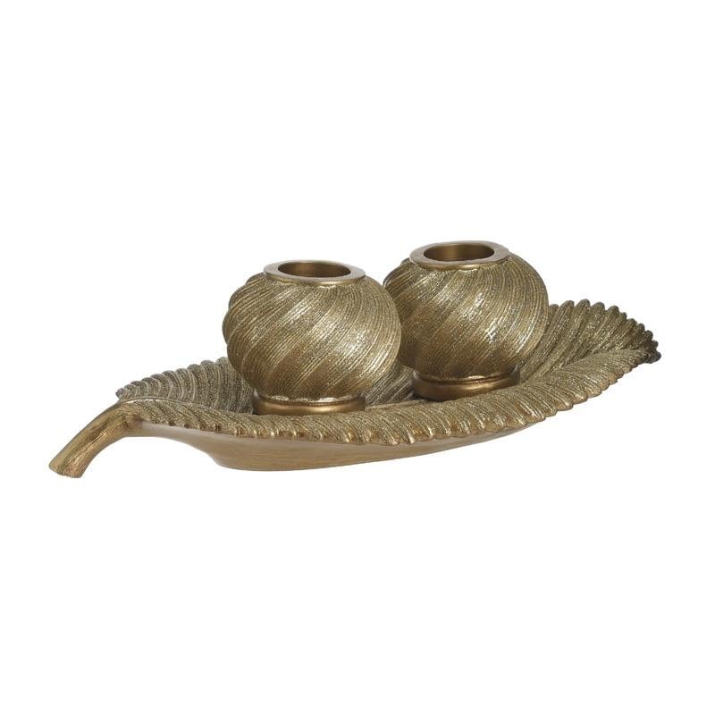 Κηροπήγιο Σετ 3τμχ Με Πιατέλα Polyresin inart 40x20x11εκ. 3-70-110-0045 (Υλικό: Polyresin, Χρώμα: Χρυσό ) – inart – 3-70-110-0045