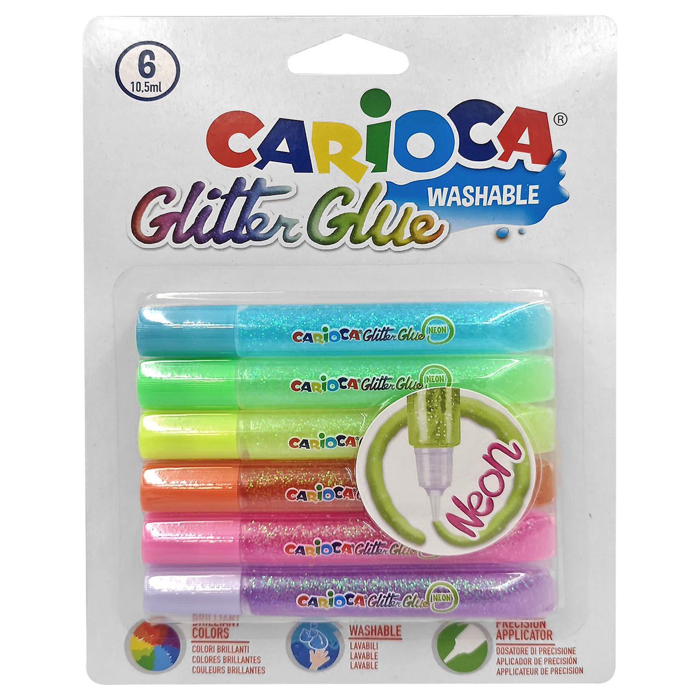 Κόλλα Glitter Fluo Σετ 6τμχ 10,5ml CARIOCA 96-408 - CARIOCA - 96-408 163826