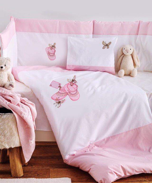 Σετ Κούνιας 3τμχ Βαμβακερά Ballerina Pink Sb home (Ύφασμα: Βαμβάκι 100%, Χρώμα: Ροζ) – Sb home – 5206864055933