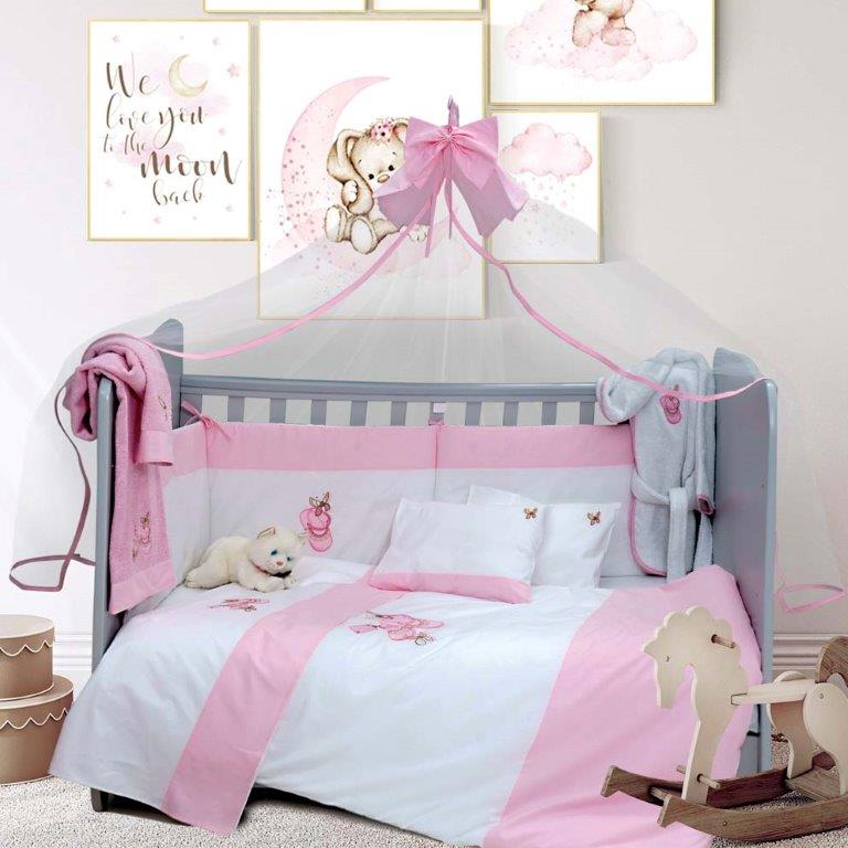 Σετ Κούνιας 6τμχ Βαμβακερά Ballerina Pink Sb home (Ύφασμα: Βαμβάκι 100%, Χρώμα: Ροζ) – Sb home – 5206864055858