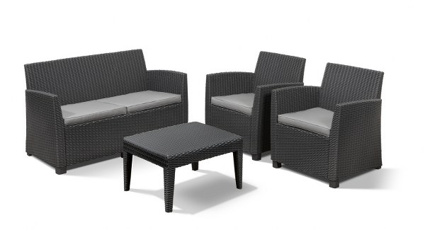 Σετ Κήπου 4τμχ Wicker Corona Lounge Set Graphite – Allibert – corona-lounge-set-graphite