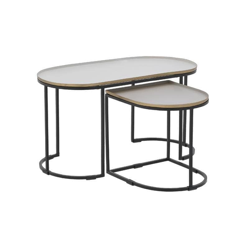 Τραπέζι Σετ 2τμχ Μεταλλικό inart 70x35x36εκ. 3-50-650-0020 (Υλικό: Μεταλλικό, Χρώμα: Μαύρο) – inart – 3-50-650-0020