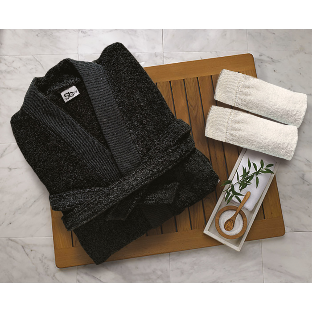 Μπουρνούζι Με Γιακά Βαμβακερό Extra Large Elegante Black Sb home (Ύφασμα: Βαμβάκι 100%) – Sb home – 5206864061064