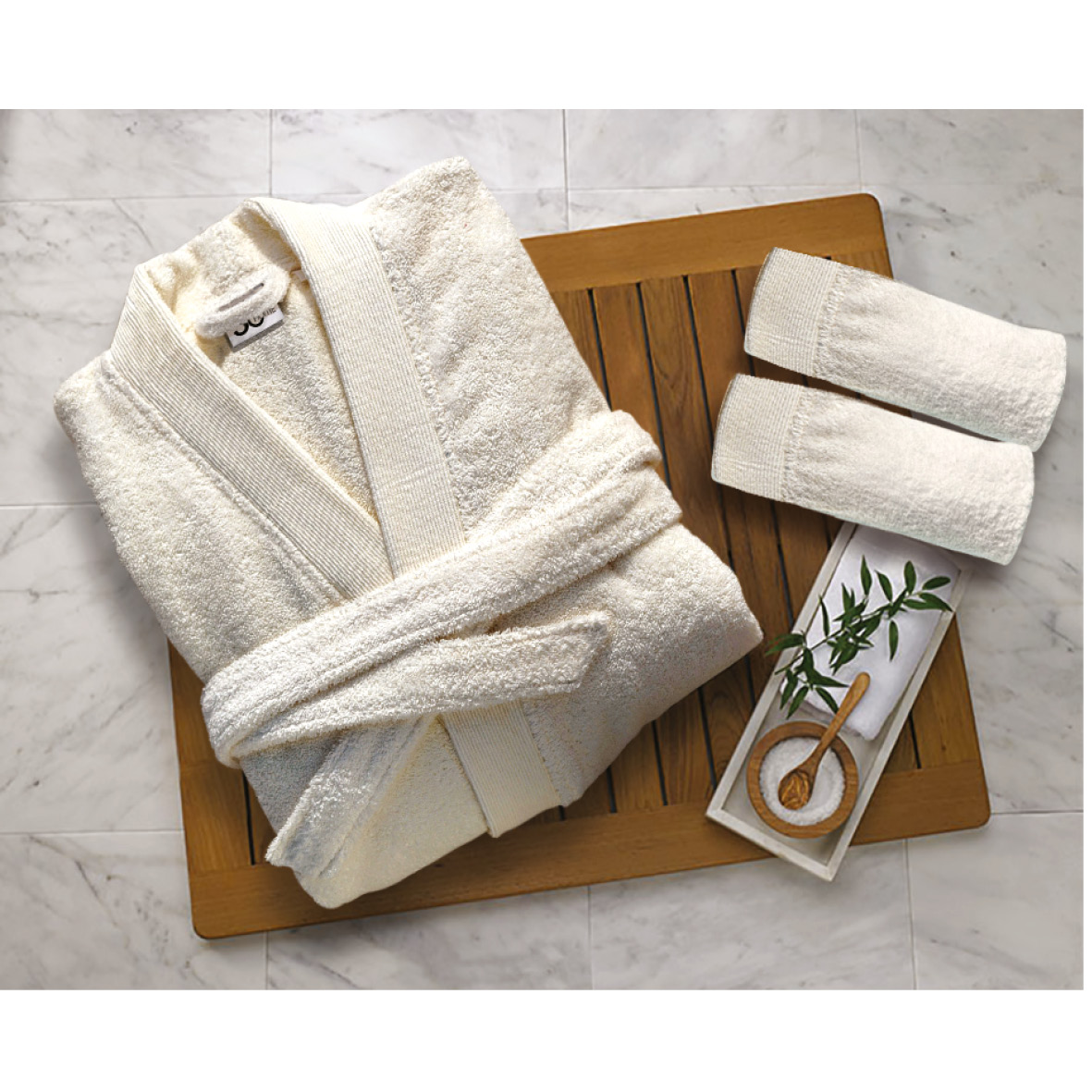 Μπουρνούζι Με Γιακά Βαμβακερό Extra Large Elegante Ekrou Sb home (Ύφασμα: Βαμβάκι 100%) – Sb home – 5206864061026