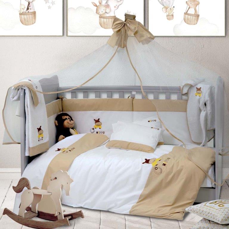 Σετ Κούνιας 6τμχ Βαμβακερά Hippo Beige Sb home (Ύφασμα: Βαμβάκι 100%, Χρώμα: Μπεζ) – Sb home – 5206864055865