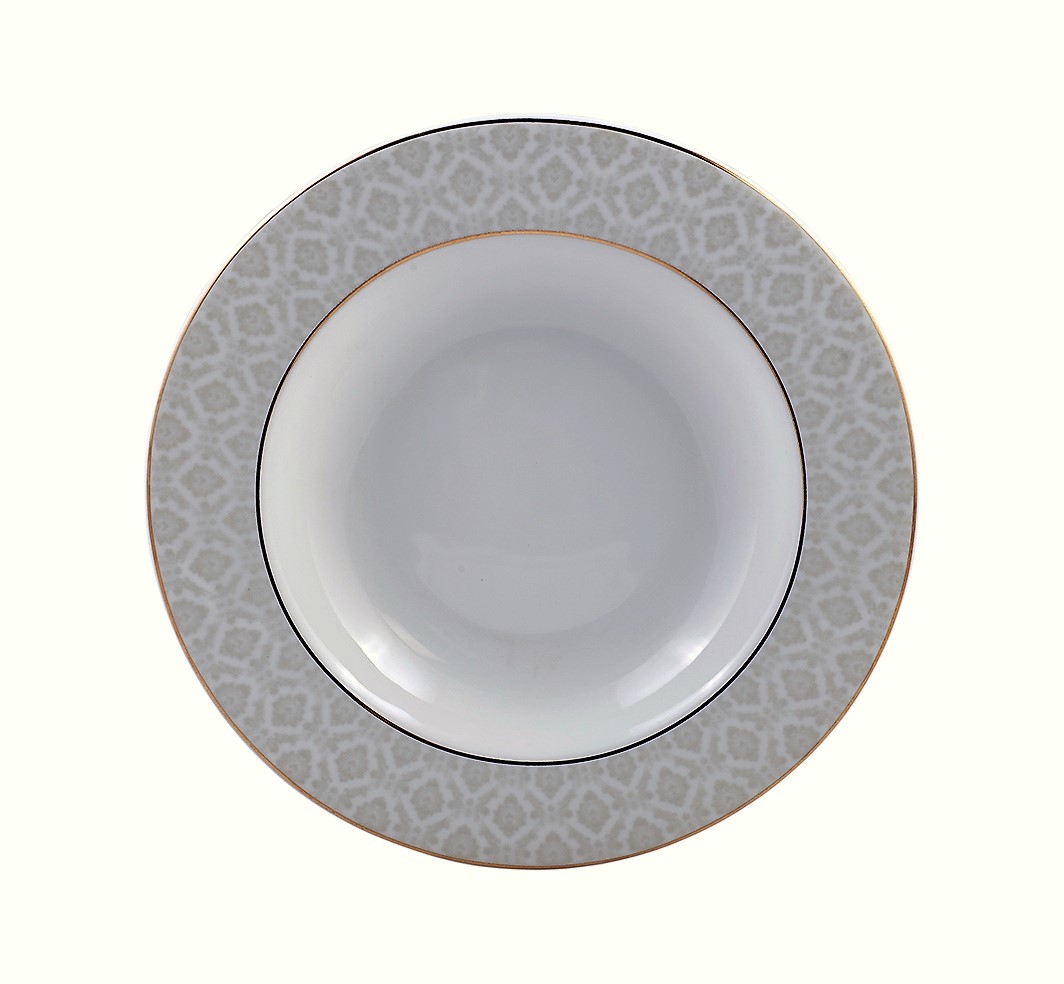 Πιάτο Βαθύ Πορσελάνης Λευκό-Χρυσό Oriana Ferelli 23εκ. PR14141102 (Σετ 6 Τεμάχια) (Υλικό: Πορσελάνη, Χρώμα: Λευκό, Μέγεθος: Μεμονωμένο) – Oriana Ferelli® – PR14141102