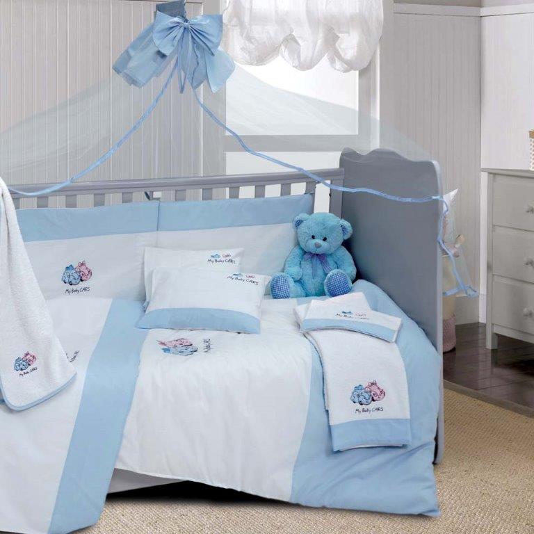 Σετ Κούνιας 6τμχ Βαμβακερά My Baby Car Blue Sb home (Ύφασμα: Βαμβάκι 100%, Χρώμα: Μπλε) – Sb home – 5206864055803