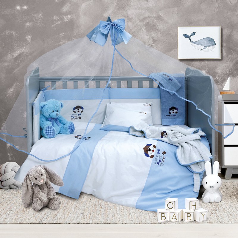 Σετ Κούνιας 3τμχ Βαμβακερά Pluto Blue SB HOME (Ύφασμα: Βαμβάκι 100%, Χρώμα: Μπλε) – SBaby – 5206864055957