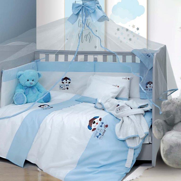 Σετ Κούνιας 6τμχ Βαμβακερά Pluto Blue Sb home (Ύφασμα: Βαμβάκι 100%, Χρώμα: Μπλε) – Sb home – 5206864055872