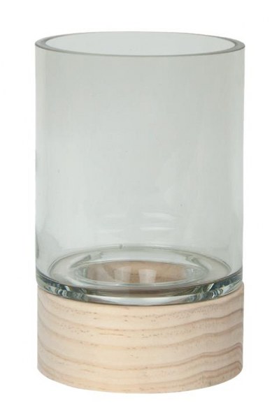 Κηροπήγιο Γυάλινο με Ξύλινη Βάση Gallery S&P – Salt & Pepper – BAM41916