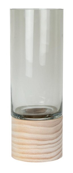 Κηροπήγιο Γυάλινο με Ξύλινη Βάση Gallery S&P – Salt & Pepper – BAM41917