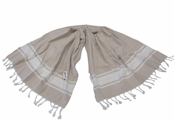 Πετσέτα Θαλάσσης – Παρεό 2 Όψεων – OEM – pareo-riga-beige