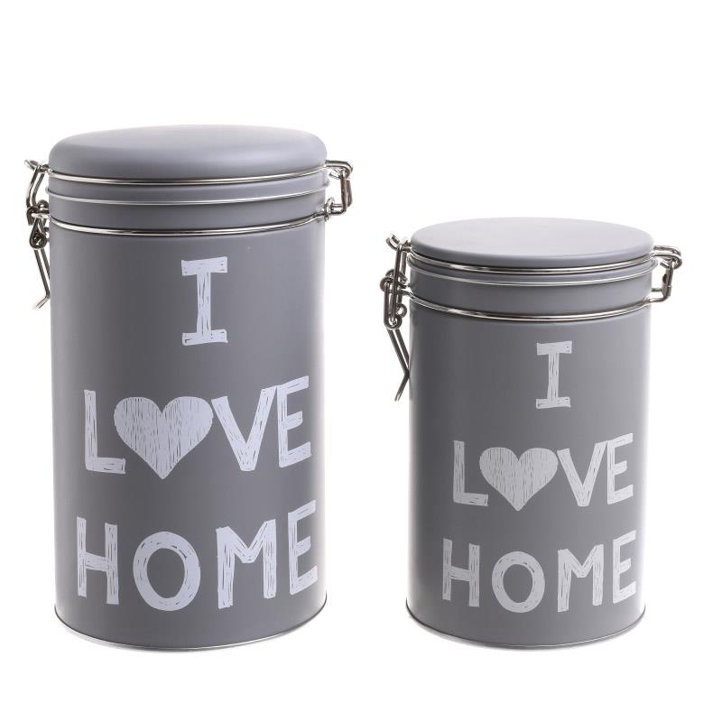 Δοχείο Σετ 2τμχ Μεταλλικό «Love Home» 24-229-0007 – 24home.gr – 24-229-0007