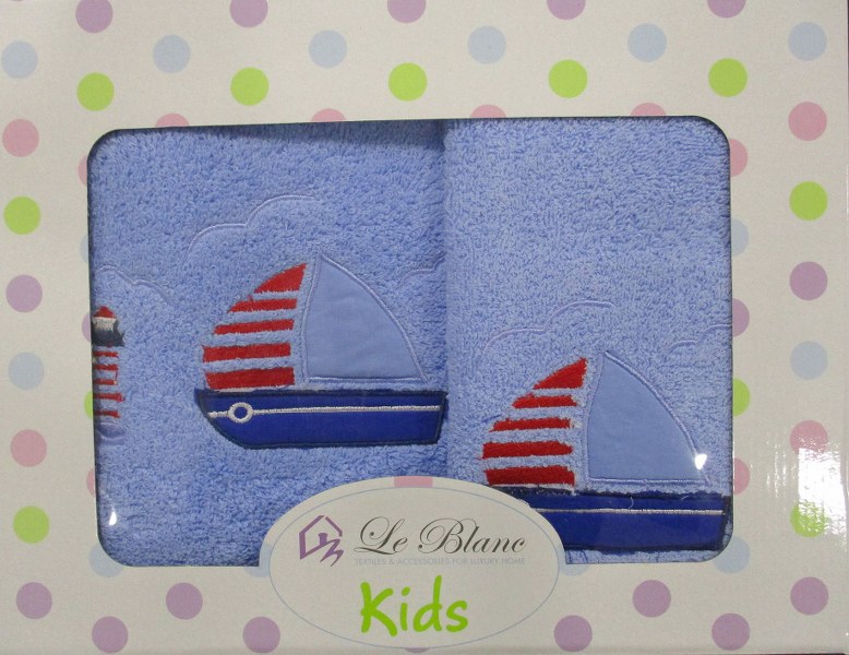 Πετσέτες Bebe Σετ 2τμχ Βαμβακερές Le Blanc Boat Blue (Ύφασμα: Βαμβάκι 100%, Χρώμα: Μπλε) – Le Blanc – boat-blue