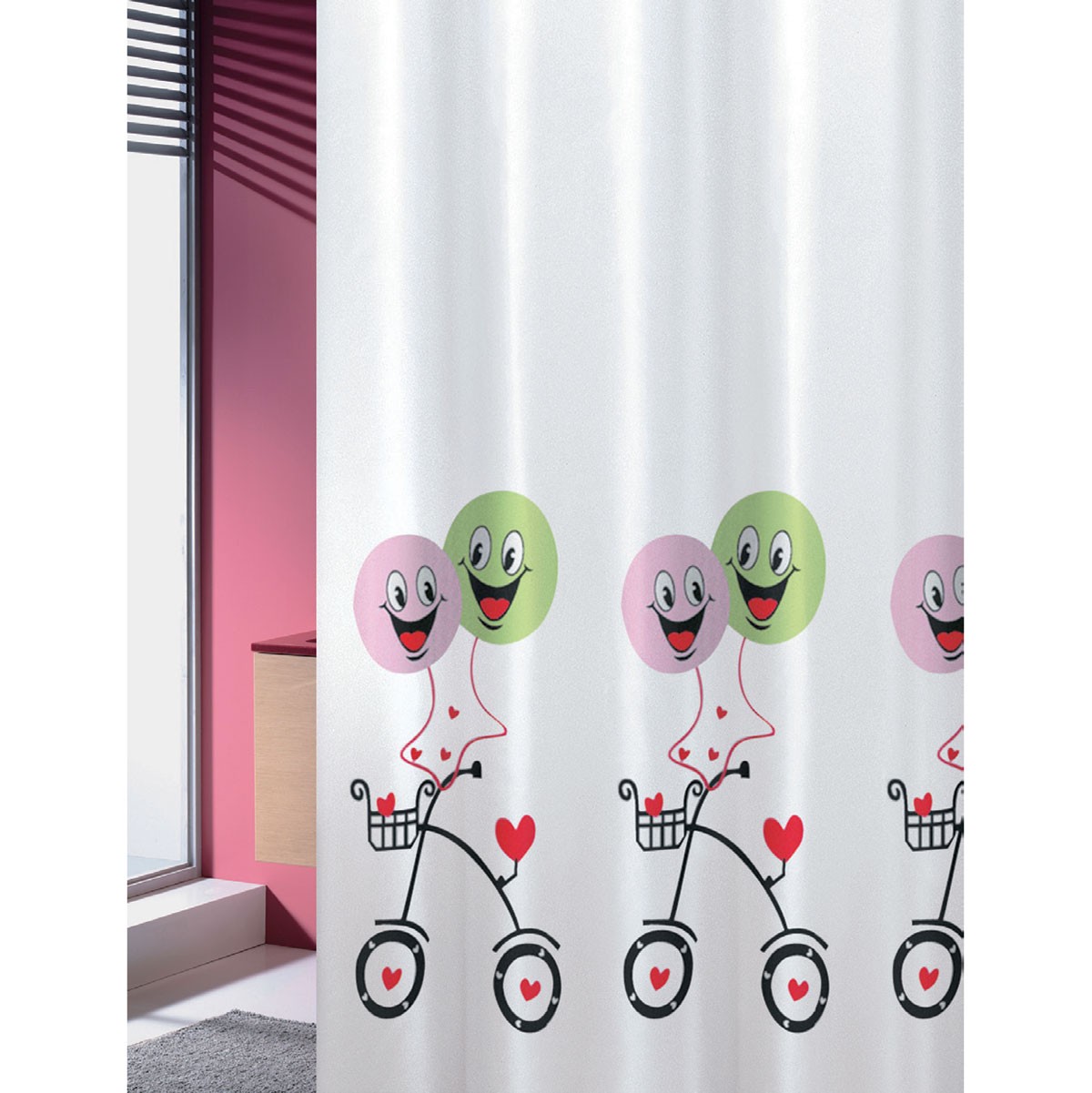 Κουρτίνα Μπάνιου Υφασμάτινη Balloons Joy Bath 180×200εκ. (Ύφασμα: Polyester) – Joy Bath Accessories – balloons