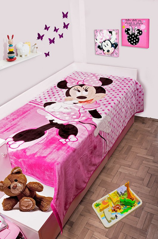 Κουβέρτα Μονή Βελουτέ 160×220εκ. Minnie 551 Disney Dimcol (Ύφασμα: Polyester, Χρώμα: Ροζ) – Disney – 2520225601155199