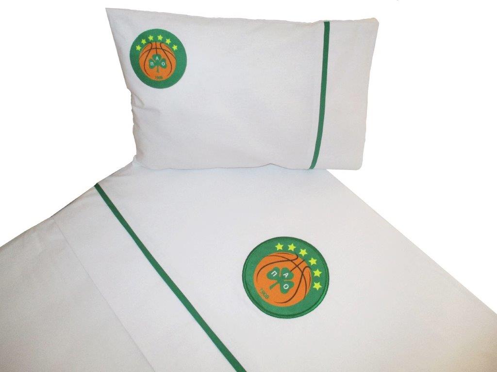 Σεντόνια Bebe Σετ 3τμχ Βαμβακερά Le Blanc Panathinaikos B.C. Official Six Stars – Le Blanc – 7010602-1