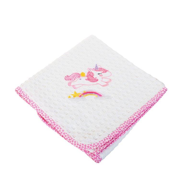 Κουβέρτα Αγκαλιάς Πικέ 80×110εκ. Unicorn 42 Dim Collection (Ύφασμα: Βαμβάκι 100%, Χρώμα: Λευκό) – DimCol – 1210413706404219